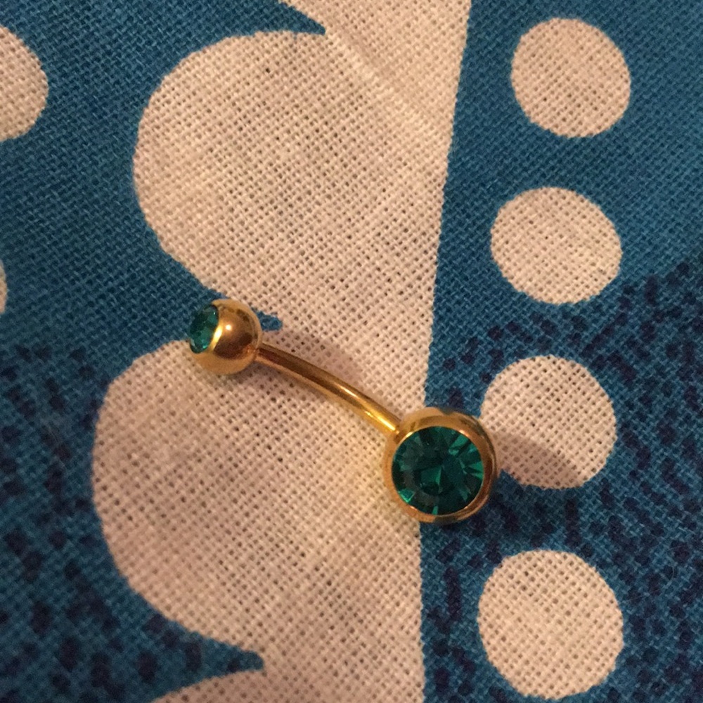 Gold/Teal Belly Ring